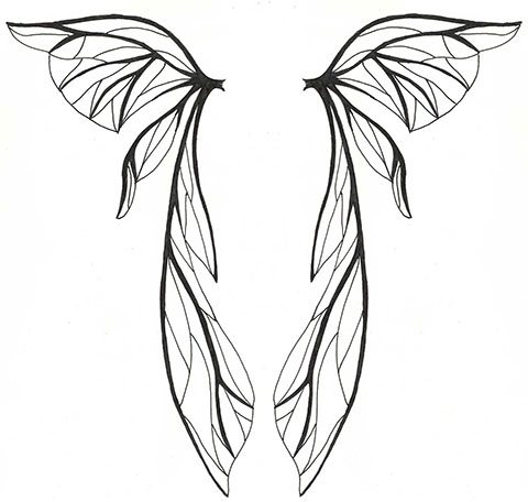 Croquis pour un tatouage d'ailes dans le dos