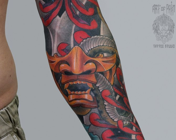 Signification du tatouage avec un masque de démon