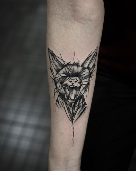 Signification du tatouage de chat pour filles et hommes, chats égyptiens, sphinx, tête de chat, noir, ailes, pattes