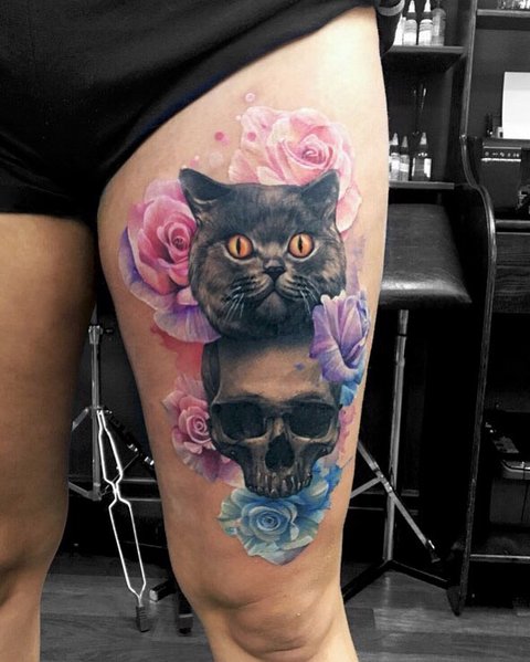 Signification du tatouage de chat pour filles et hommes, chats égyptiens, sphinx, tête de chat, noir, ailes, pattes