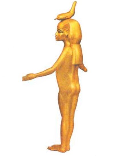 Statue en or de la déesse Seleketh provenant de la tombe de Toutânkhamon.