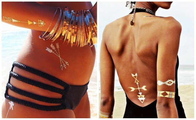 tatouage flash doré sur peau foncée